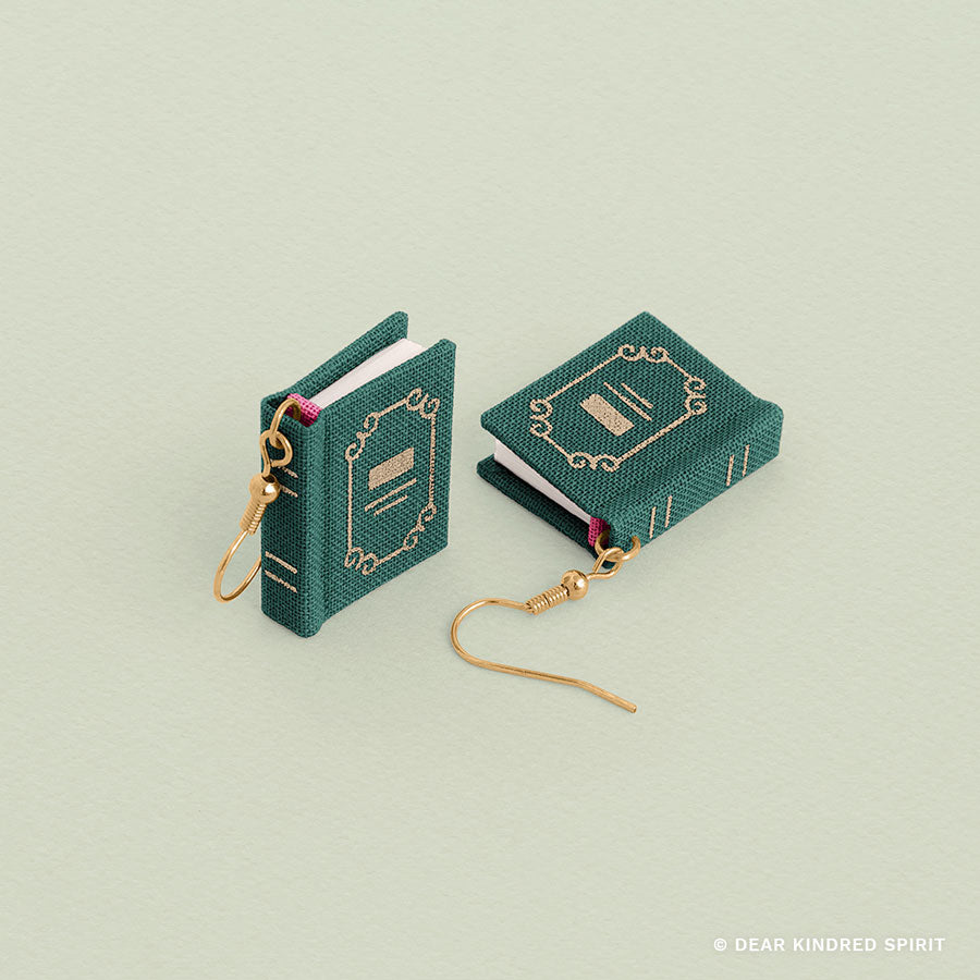Miniature Book Earrings | Forest Green with Classic Cover