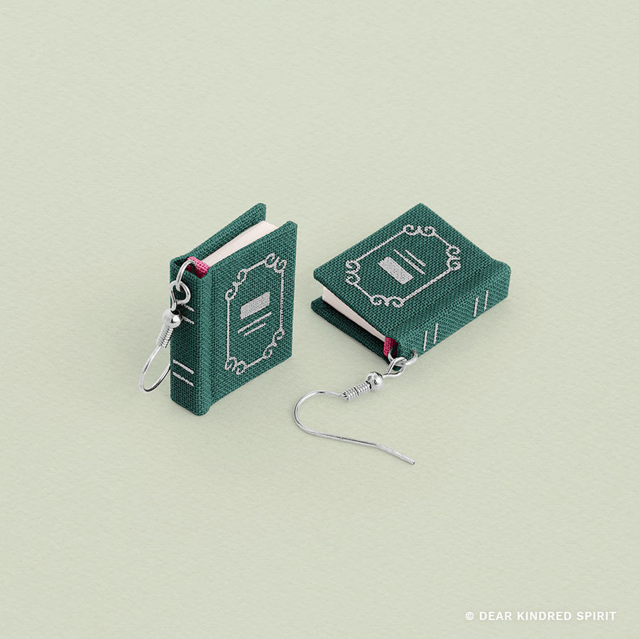 Miniature Book Earrings | Forest Green with Classic Cover