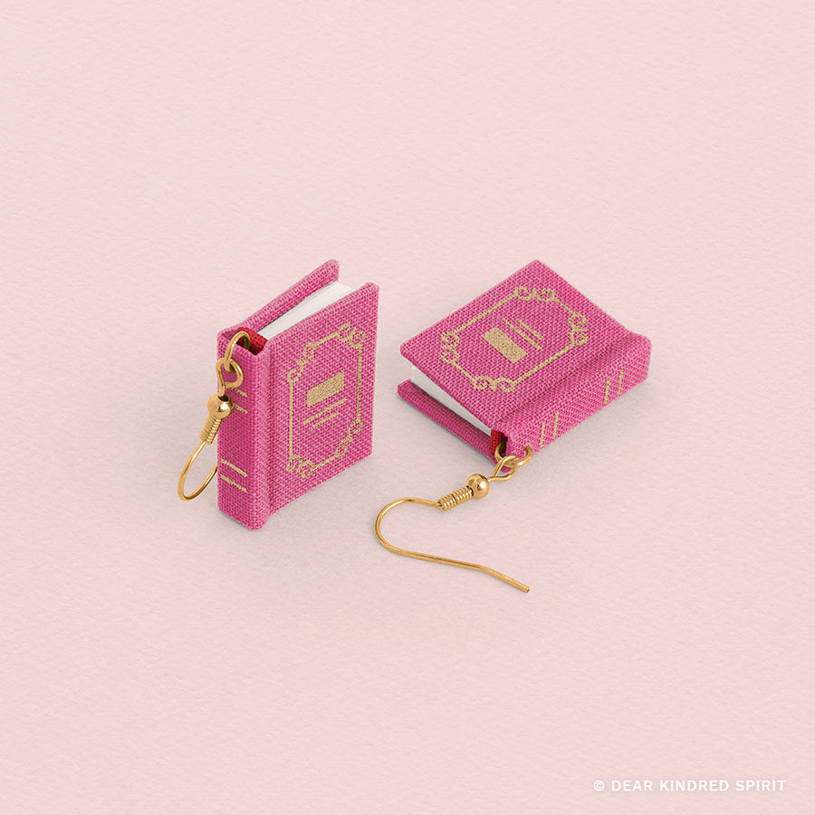 Miniature Book Earrings | Taffy Pink with Classic Cover