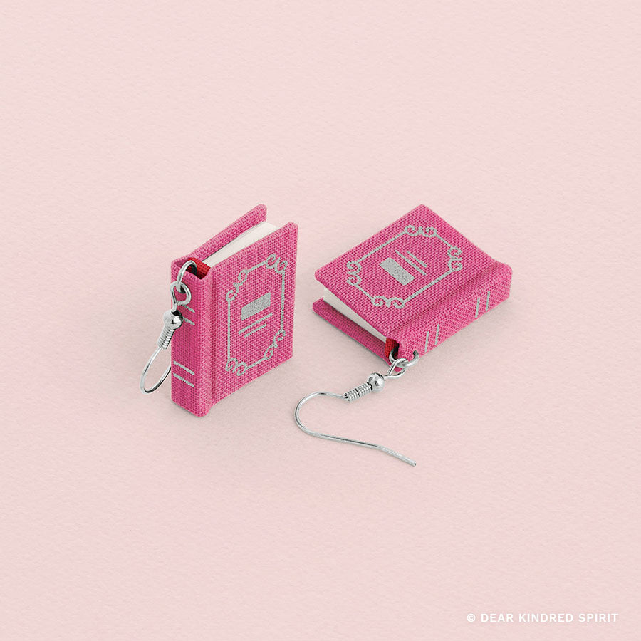 Miniature Book Earrings | Taffy Pink with Classic Cover