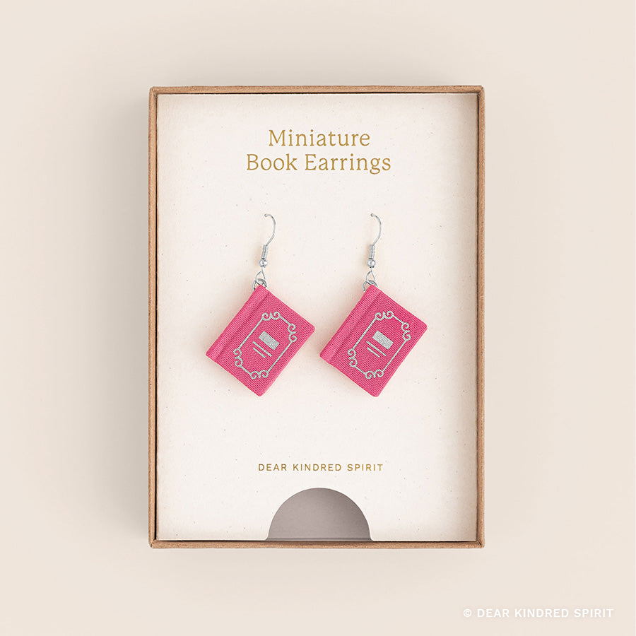 Miniature Book Earrings | Taffy Pink with Classic Cover