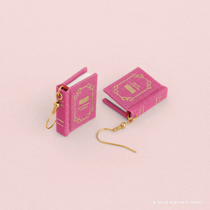 Miniature Book Earrings | Taffy Pink with Classic Cover