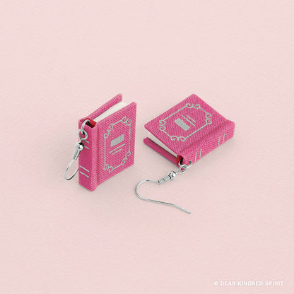 Miniature Book Earrings | Taffy Pink with Classic Cover
