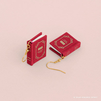 Miniature Book Earrings | Poppy Red with Classic Cover