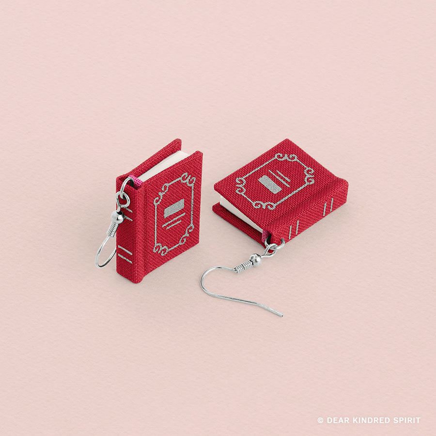 Miniature Book Earrings | Poppy Red with Classic Cover