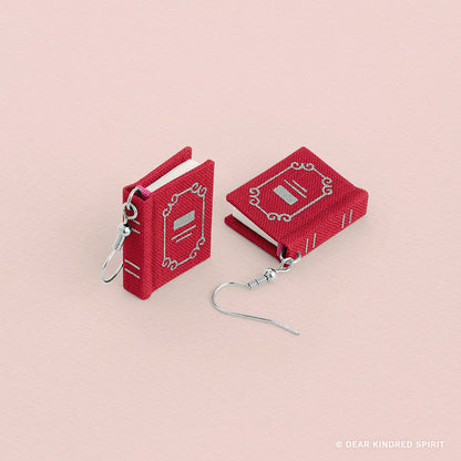 Miniature Book Earrings | Poppy Red with Classic Cover