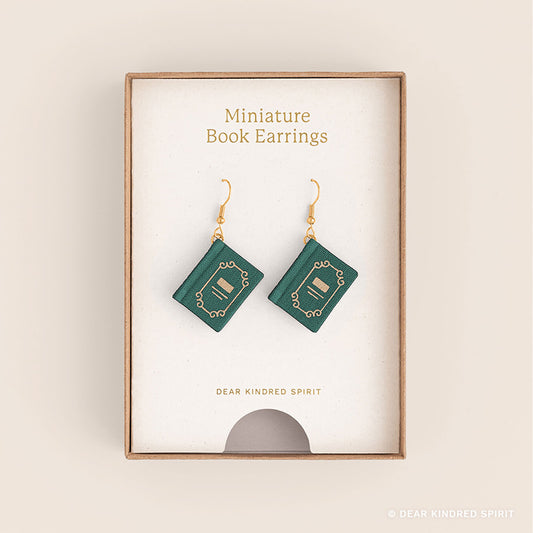 Miniature Book Earrings | Forest Green with Classic Cover