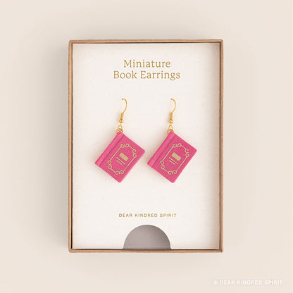 Miniature Book Earrings | Taffy Pink with Classic Cover