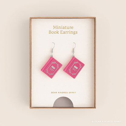 Miniature Book Earrings | Taffy Pink with Classic Cover