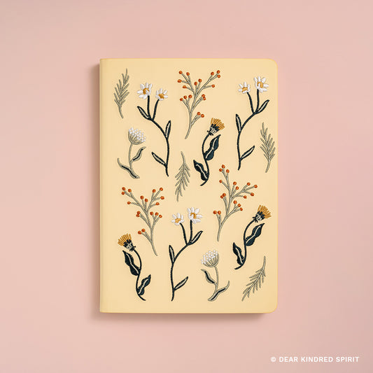 Denik Embroidered Journal | Butter Yellow Blooms